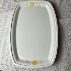 Vintage Litton Micro-Browner Microwave Browning Dish Tray Yellow Floral 8x11.5